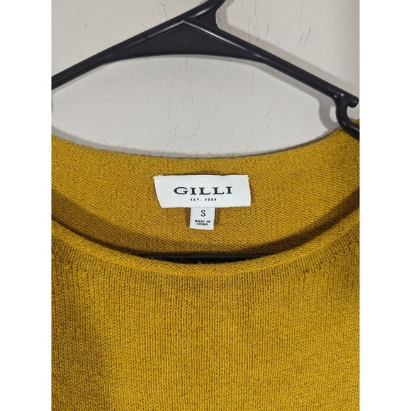Gilli Mustard Hello Beautiful Relaxed Knit Sweater Women Size S - Picture 3 of 6